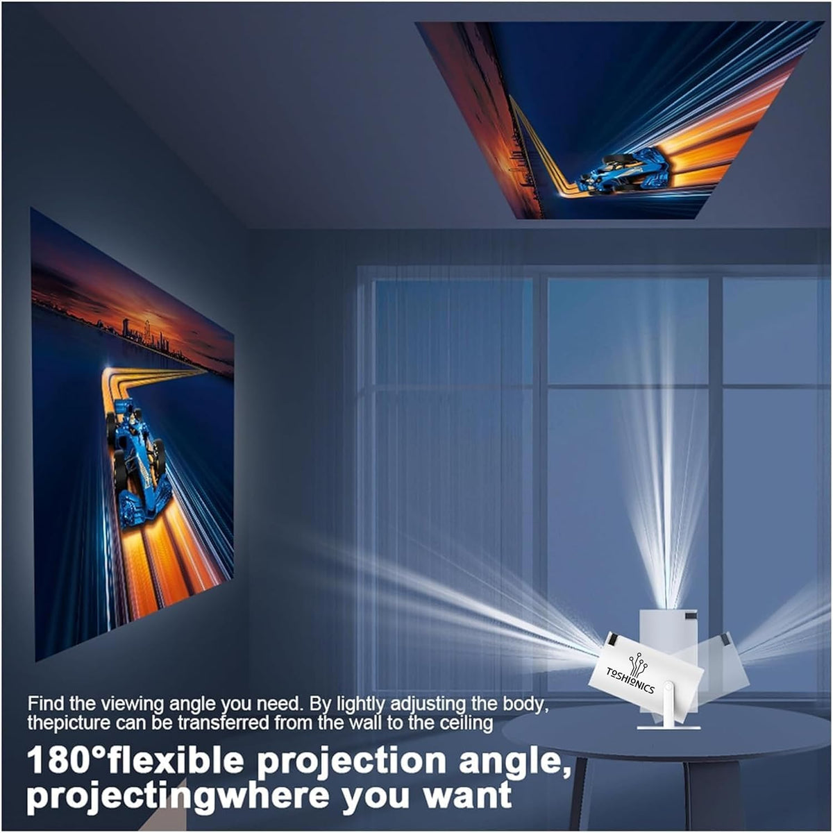 4K Portable Smart HD Projector with WiFi & Bluetooth Android 180°