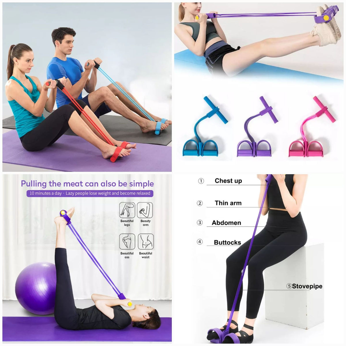 Foot Pedal Resistance Band Elastic Sit-up™ | Pull Rope Yoga Fitness Gym